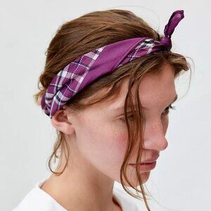 NWT Urban Outfitters Purple Plaid Square Scarf Bandana